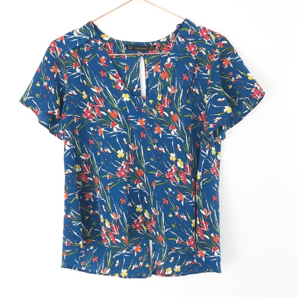 Zara Tops - Zara Blue Floral Top